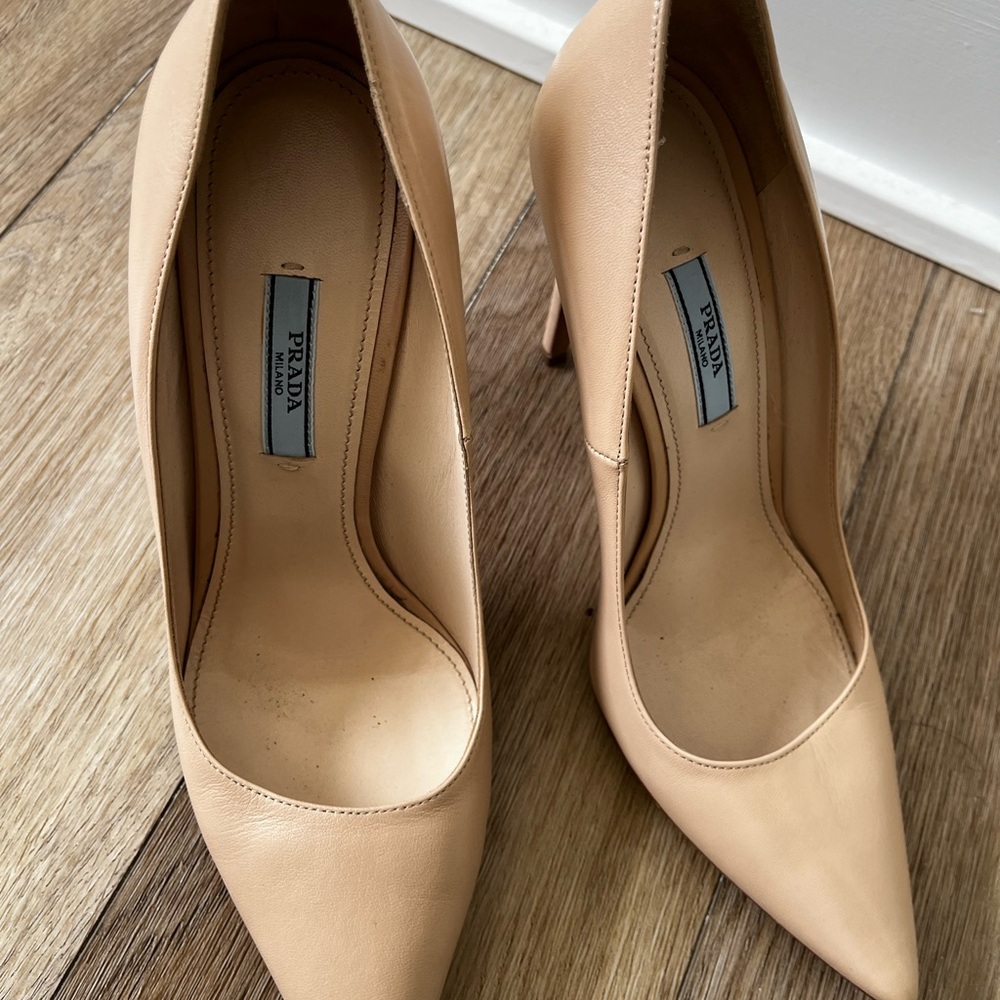 Prada Tan Leather Stiletto Heels - Picture 2 of 8